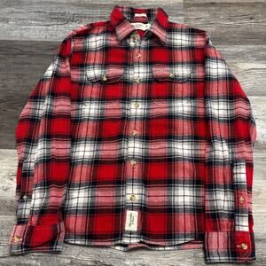 Vintage Y2K Abercrombie & Fitch Red Tartan Plaid Mens M Muscle Fit Flannel Shirt